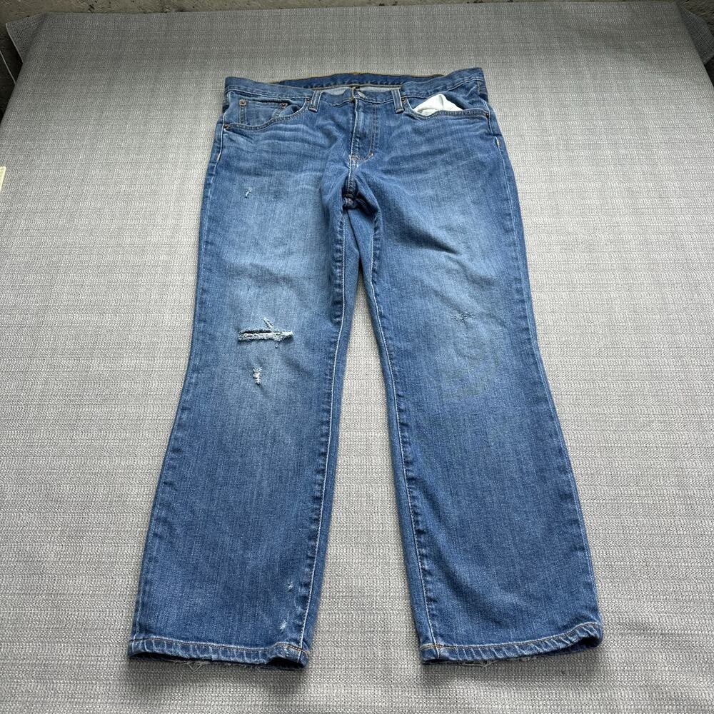 Frye Jeans Womens 32 Blue Denim Distressed Faded High Rise Whiskered Lived In